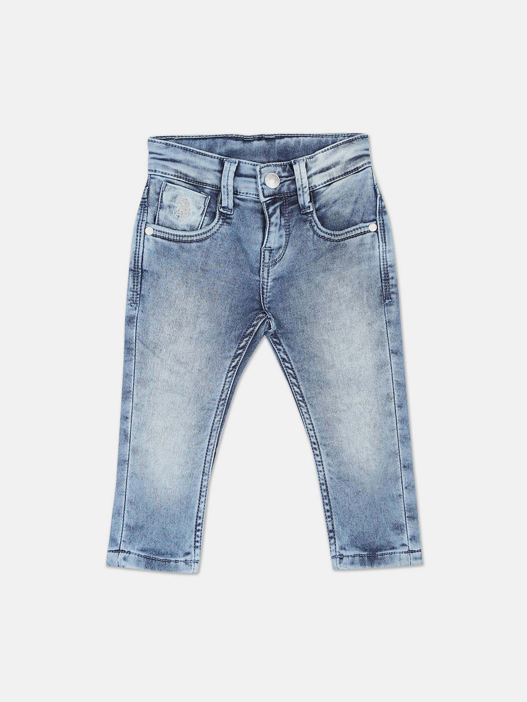 

U.S. Polo Assn. Kids Girls Slim Fit Heavy Fade Jeans, Blue