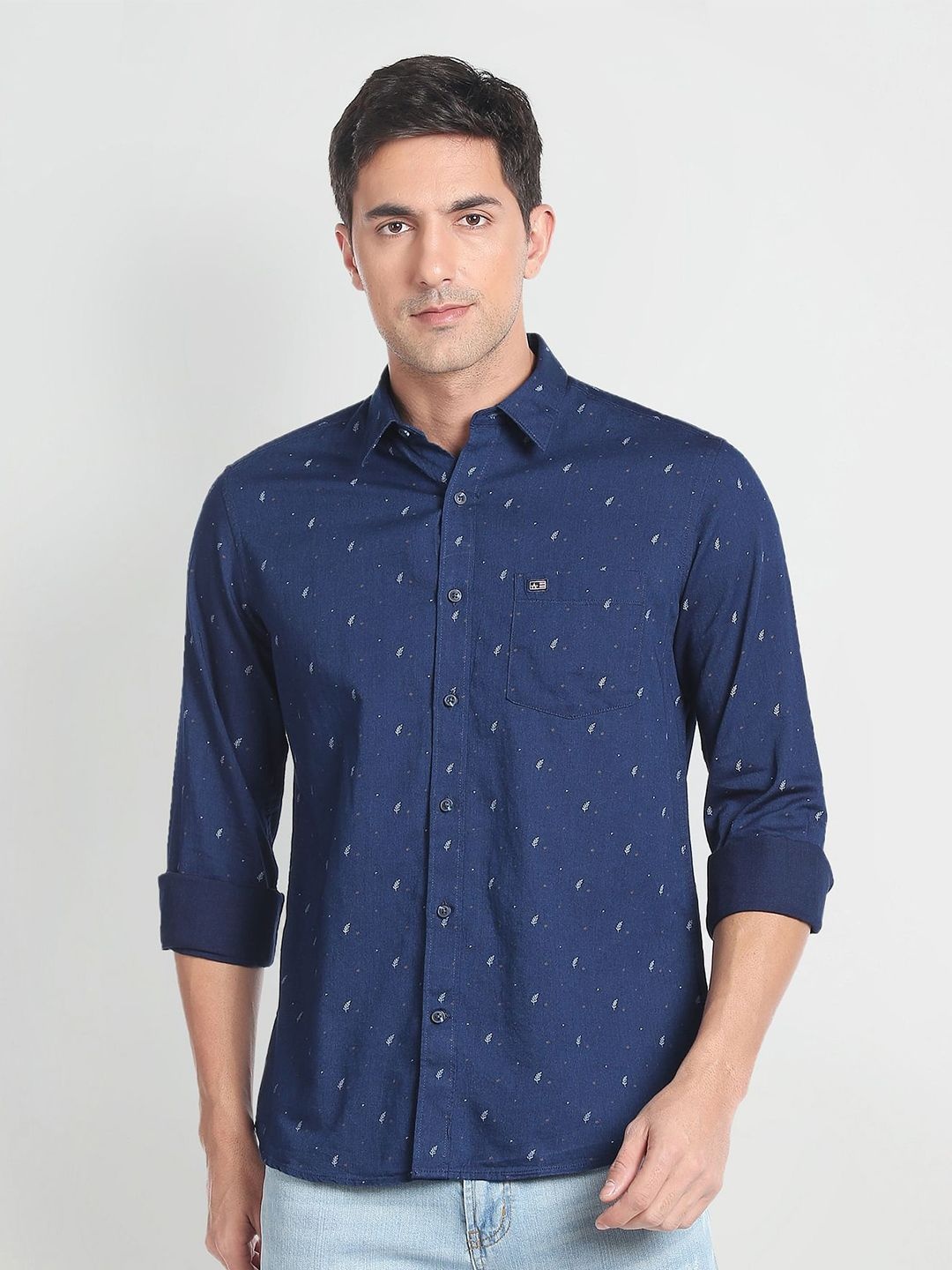

Arrow Sport Floral Printed Slim Fit Twill Pure Cotton Casual Shirt, Blue