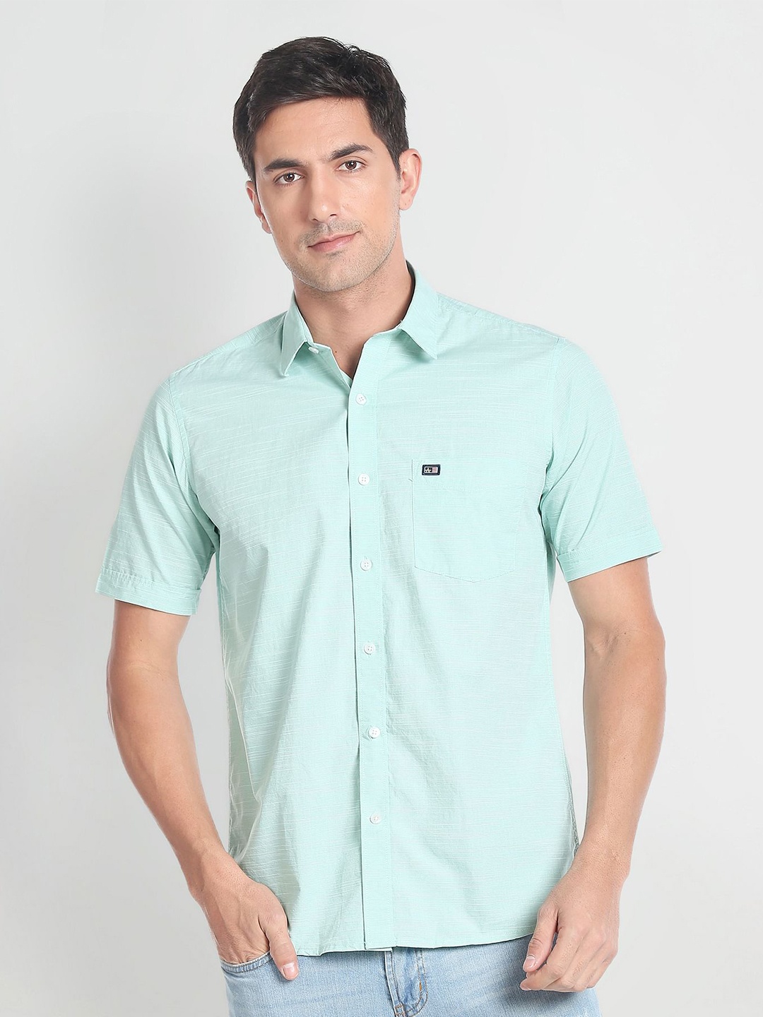 

Arrow Sport Men Pure Cotton Striped Opaque Casual Shirt, Green