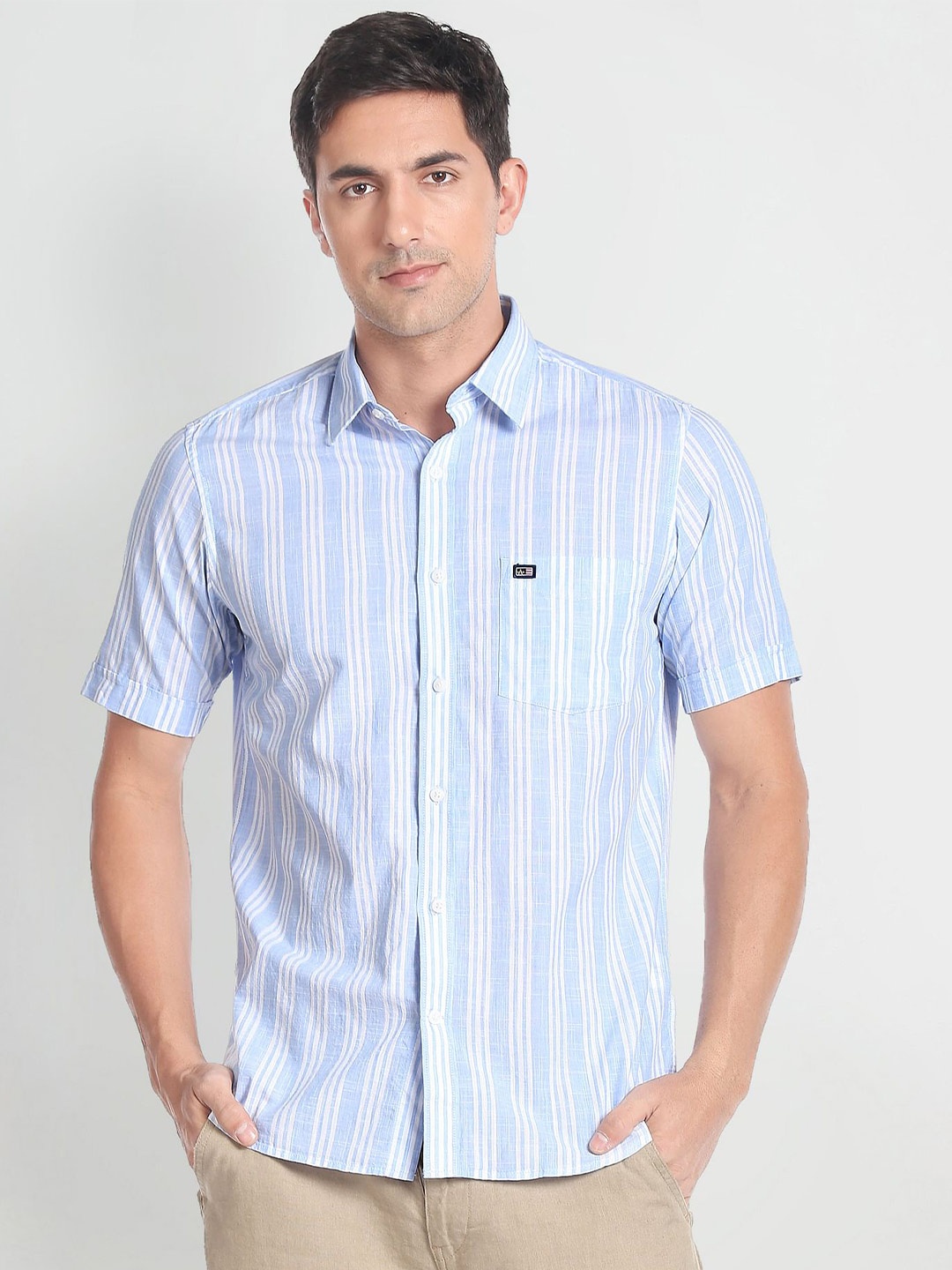 

Arrow Sport Men Pure Cotton Opaque Striped Casual Shirt, Blue