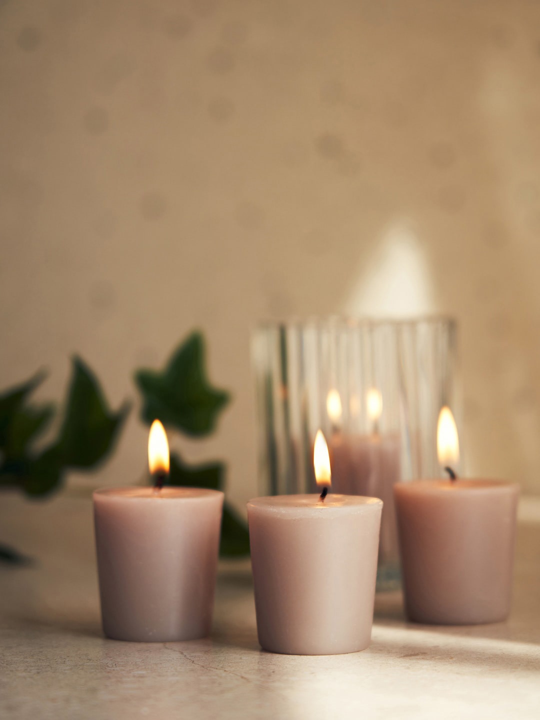 

Pure Home and Living Grey 4-Pcs Lavender and Chamomile Votive Tea Lights Wax Candles