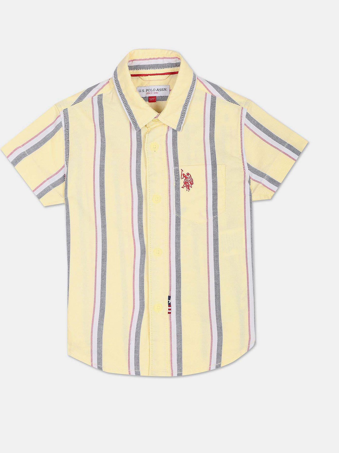 

U.S. Polo Assn. Kids Boys Pure Cotton Opaque Striped Oxford Casual Shirt, Yellow