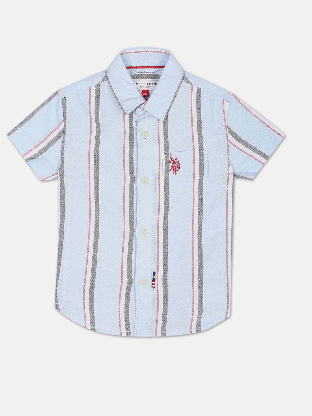 

U.S. Polo Assn. Kids Boys Pure Cotton Vertical Striped Oxford Casual Shirt, Blue