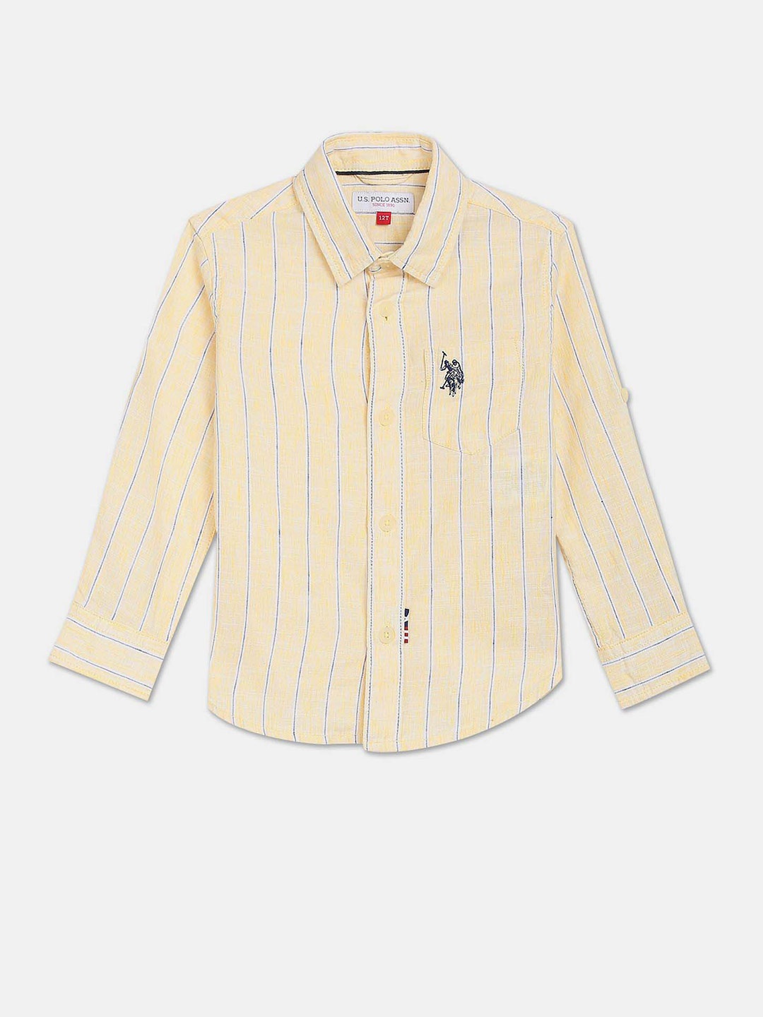 

U.S. Polo Assn. Kids Boys Pure Cotton Opaque Vertical Striped Casual Shirt, Yellow