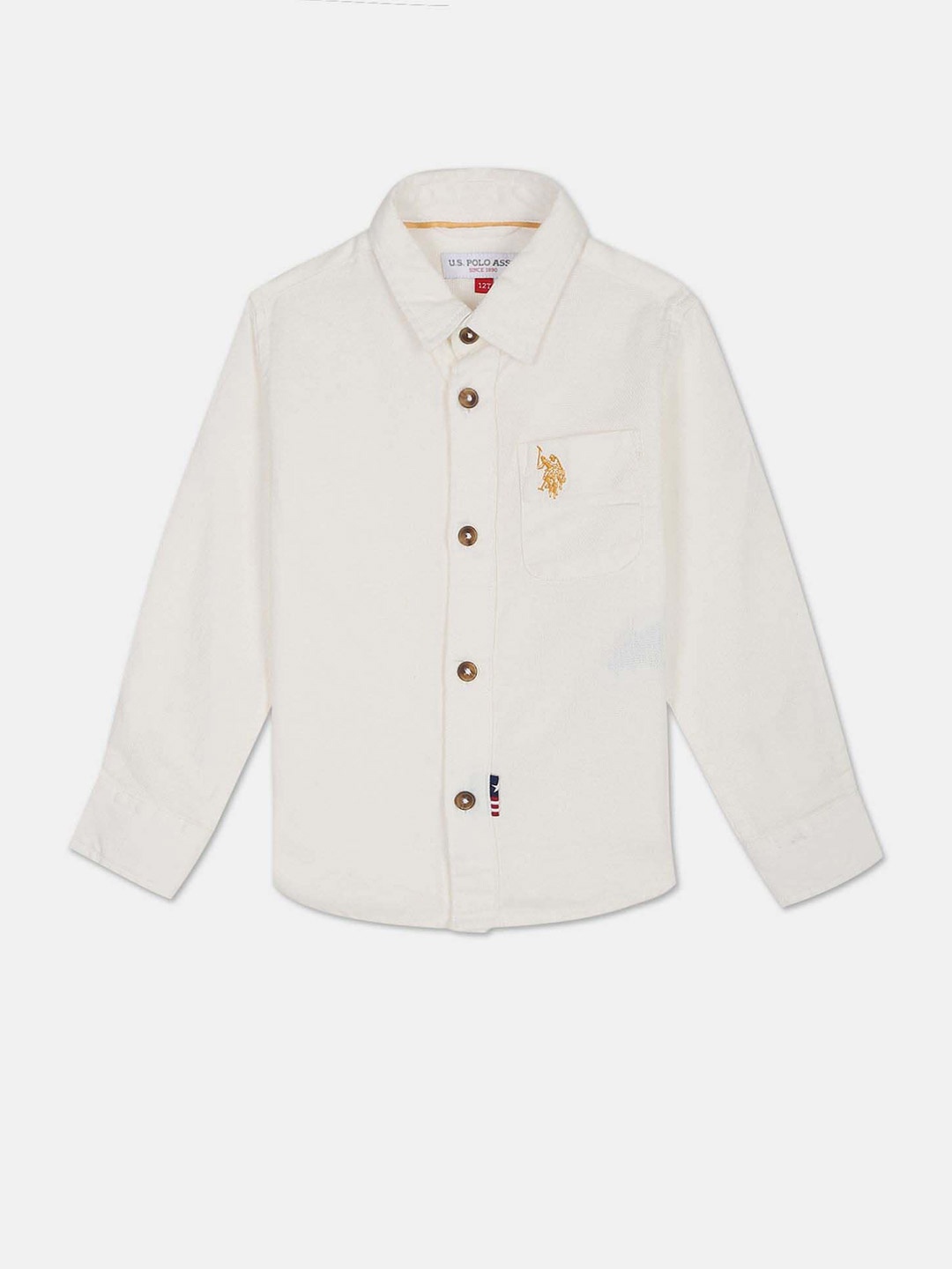 

U.S. Polo Assn. Kids Boys Cotton Linen Opaque Casual Shirt, White