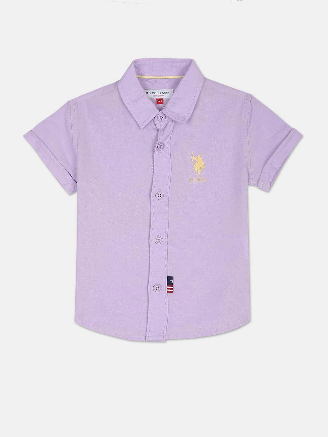 

U.S. Polo Assn. Kids Boys Cotton Linen Opaque Casual Shirt, Purple