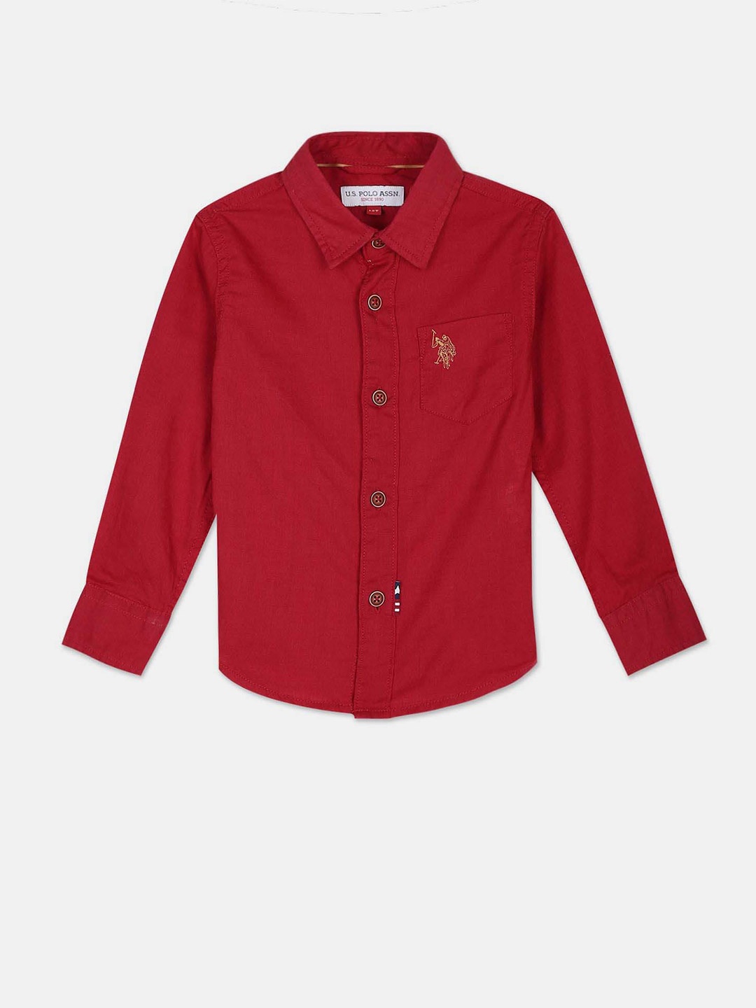 

U.S. Polo Assn. Kids Boys Pure Cotton Opaque Casual Shirt, Red