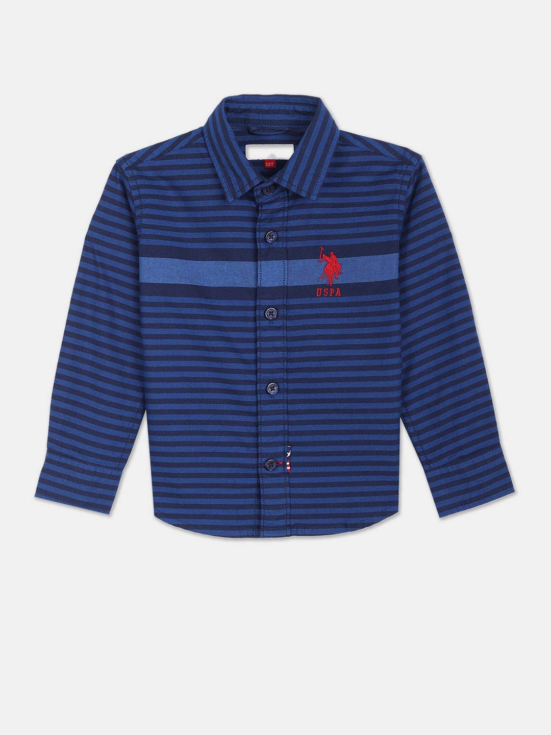 

U.S. Polo Assn. Kids Boys Pure Cotton Horizontal Striped Casual Shirt, Blue