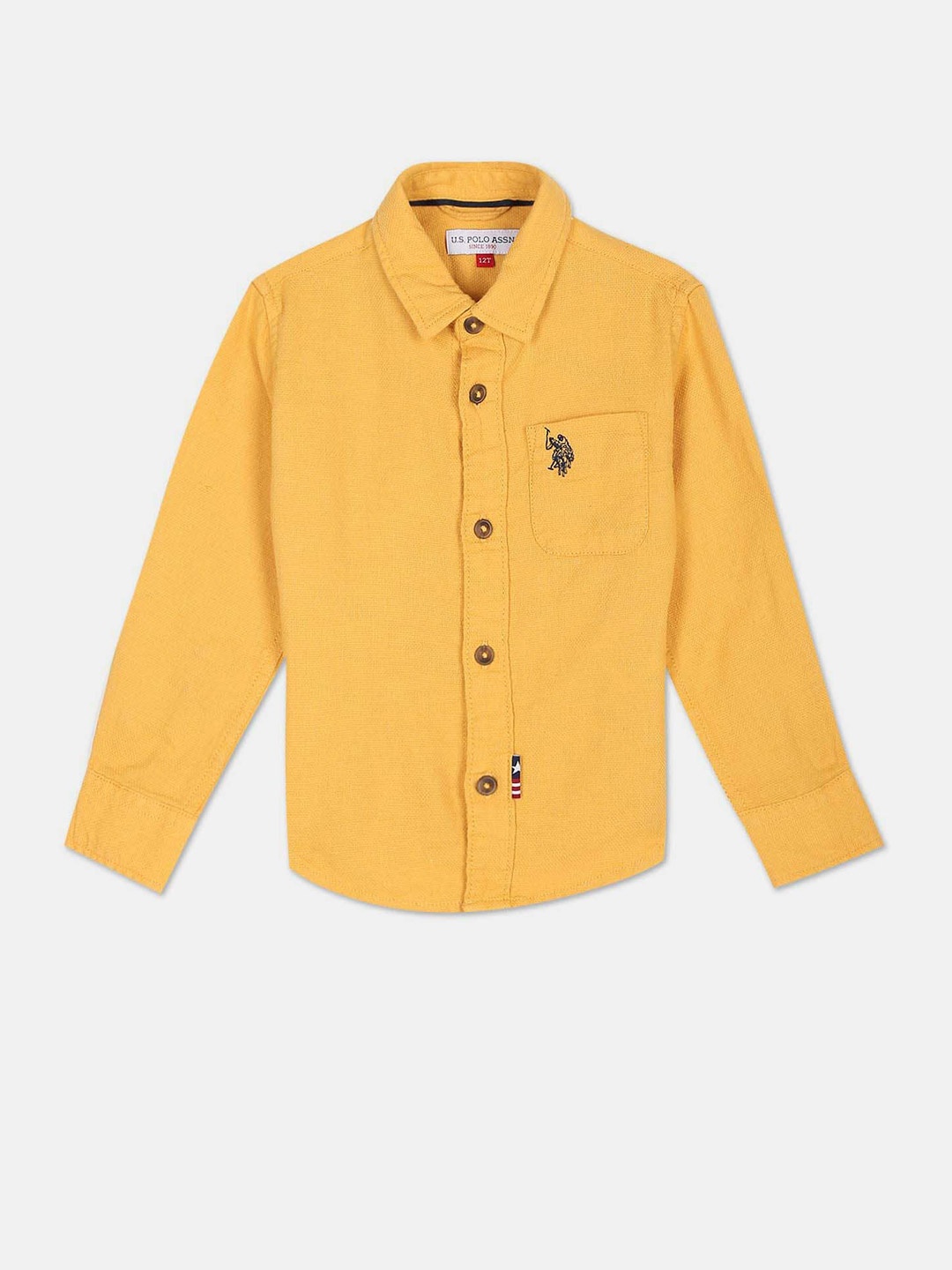 

U.S. Polo Assn. Kids Boys Spread Collar Opaque Casual Shirt, Yellow