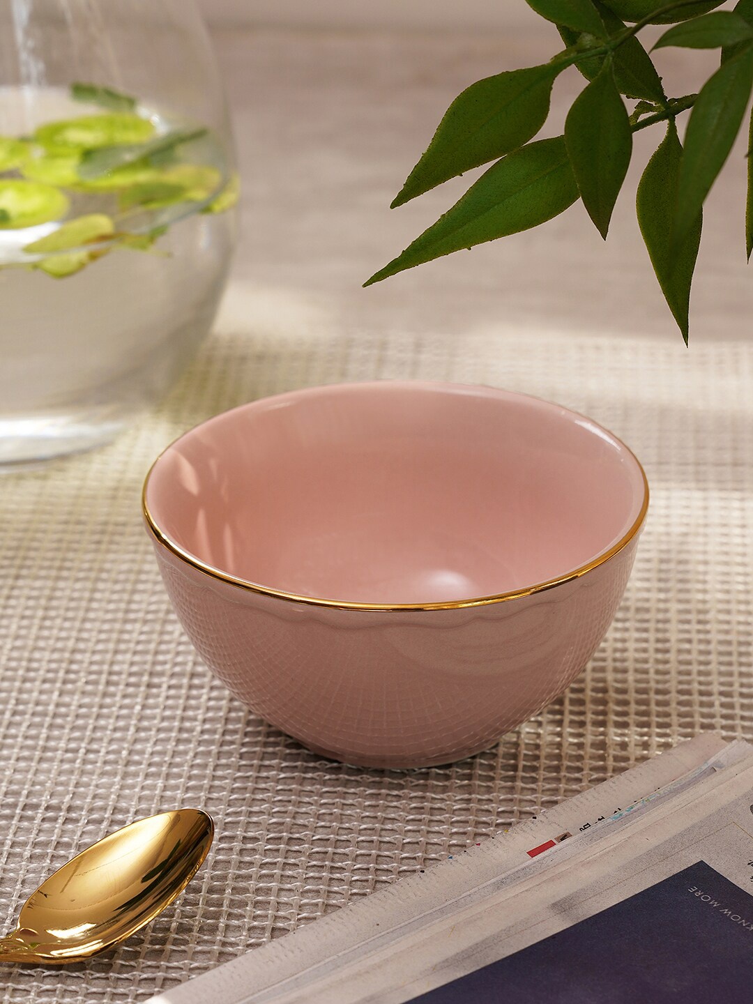 

Pure Home and Living Pink & Gold-Toned 2 Pieces Porcelain Glossy Bowls