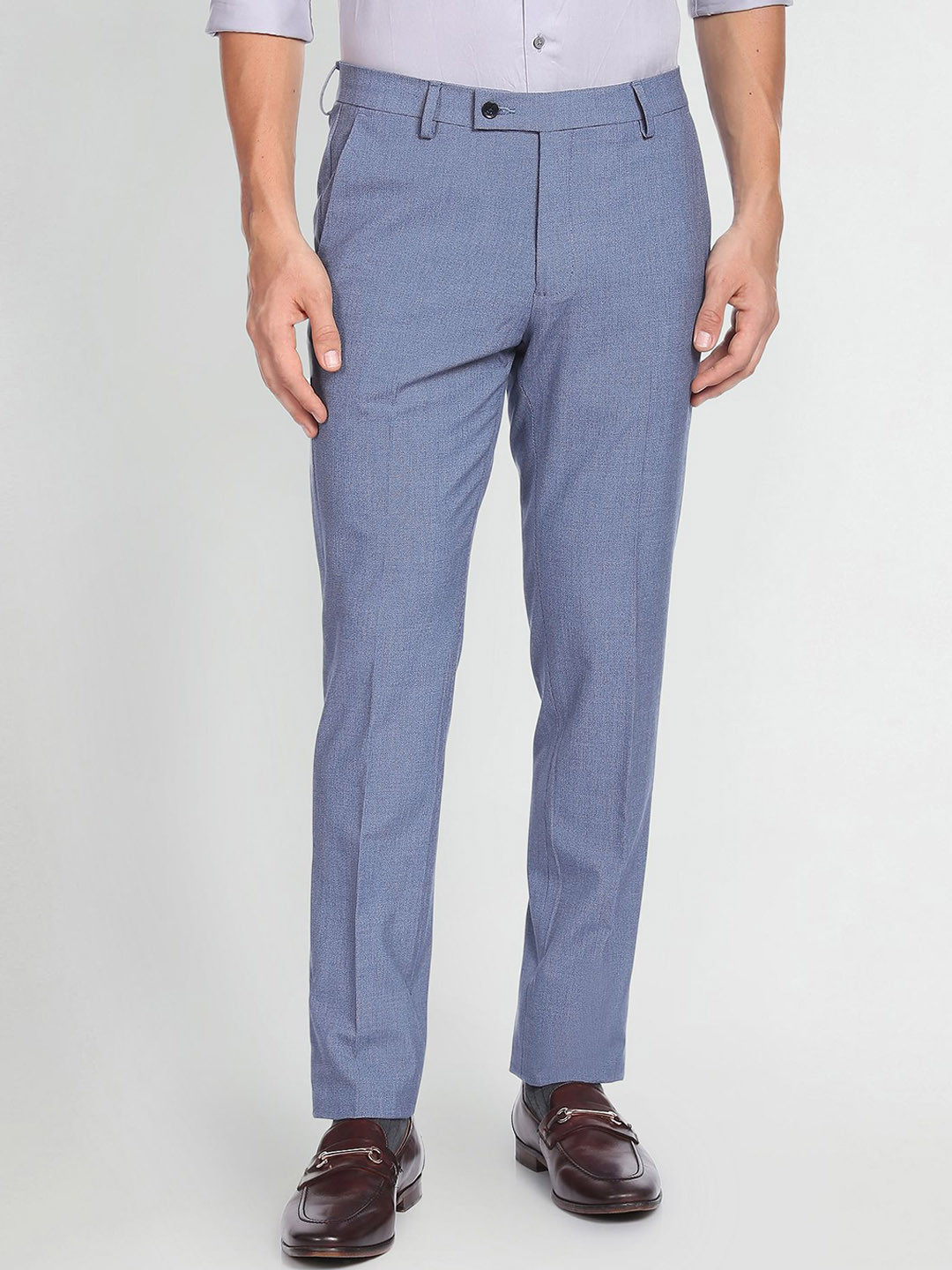 

Arrow Men Textured Slim Fit Formal Trousers, Blue