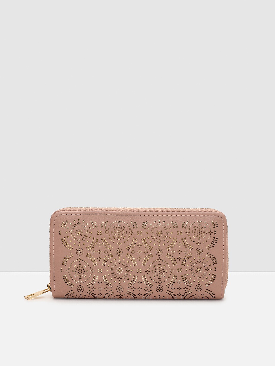

max Women Self Design Three Fold Wallet with SD Card Holder, Peach
