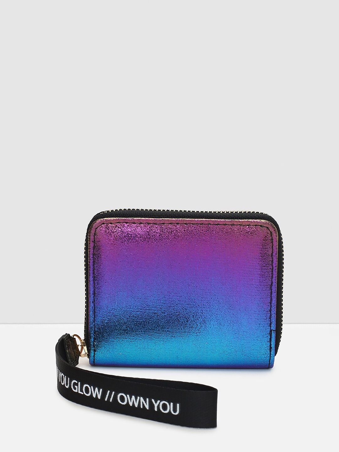 

max Women Self Design Zip Around Wallet with SD Card Holder, Blue