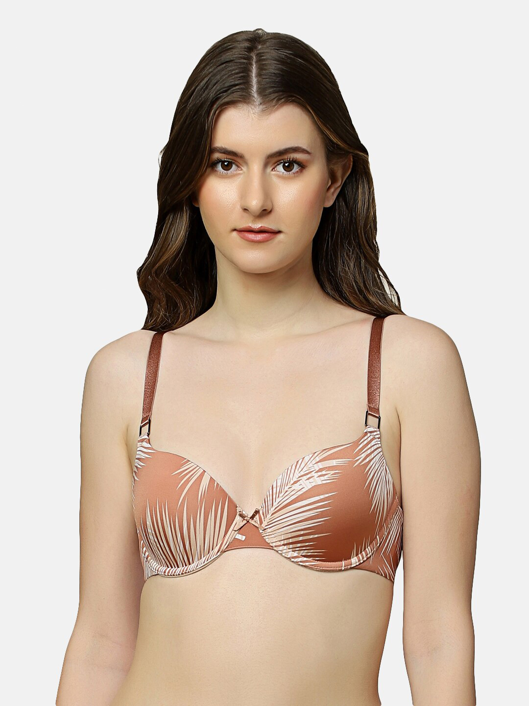 

Triumph Printed Lightly Padded All Day Comfort Seamless T-Shirt Bra, Brown