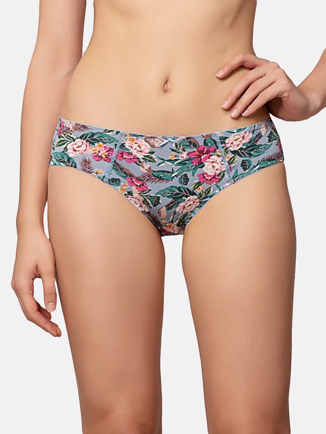 

Triumph Women Floral Printed Mid-Rise Seamless Hipster Briefs, Blue