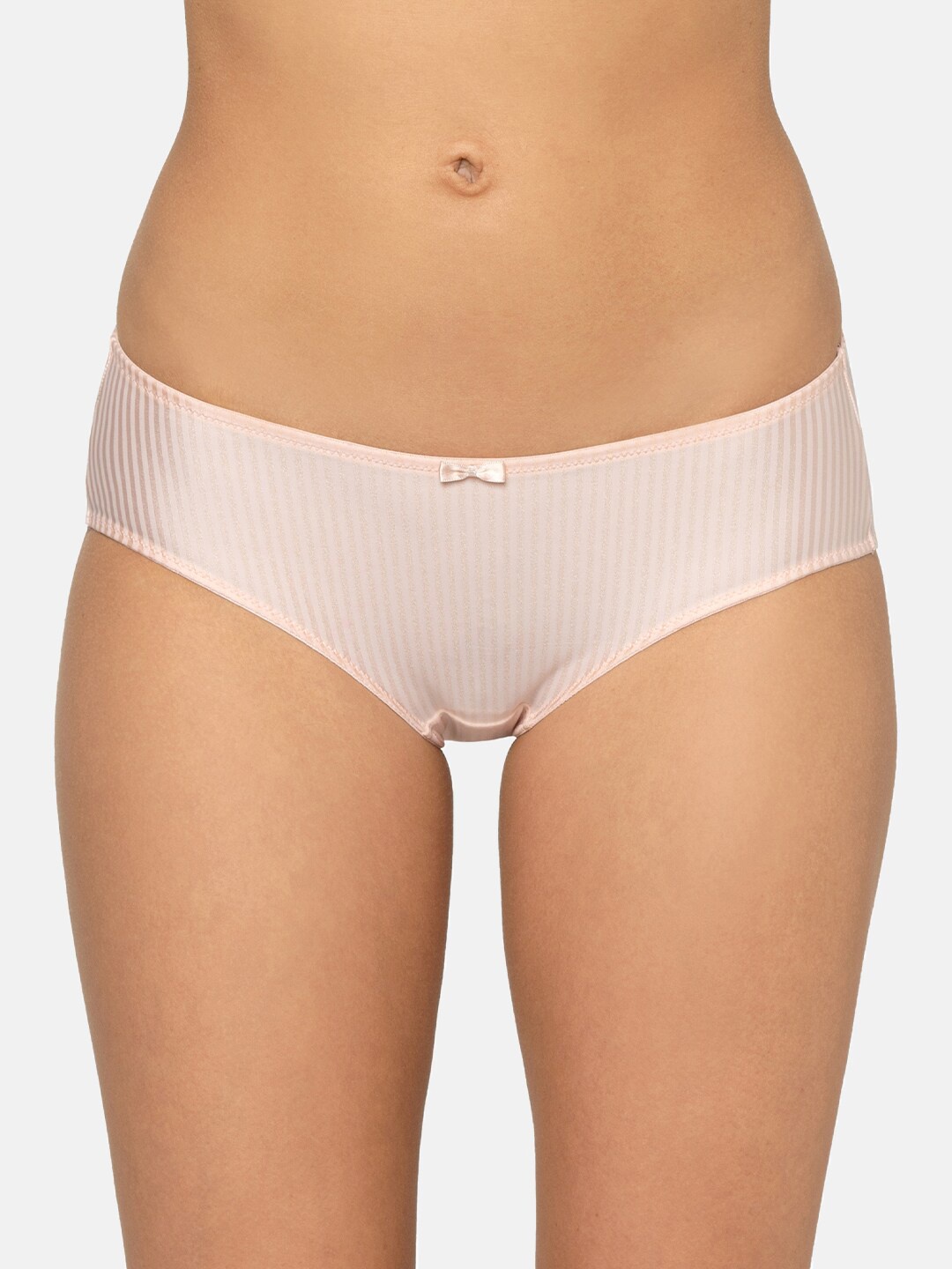 

Triumph Women Striped Full Overall Coverage Mid-Rise Hipster Briefs, Nude
