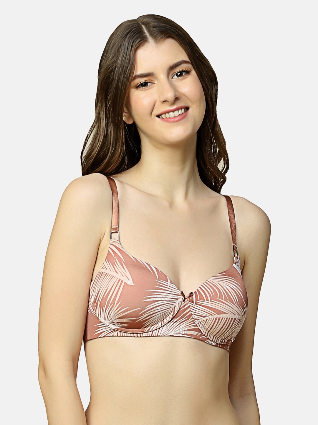 

Triumph Tropical Printed Lightly Padded All Day Comfort Non-Wired T-Shirt Bra, Peach