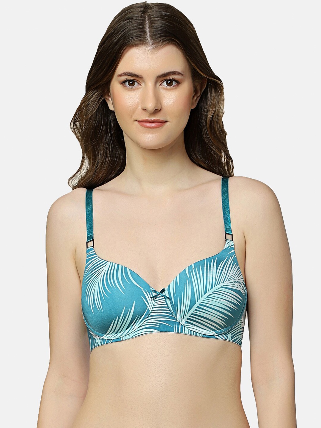 

Triumph Tropical Printed Lightly Padded All Day Comfort Non-Wired T-Shirt Bra, Teal