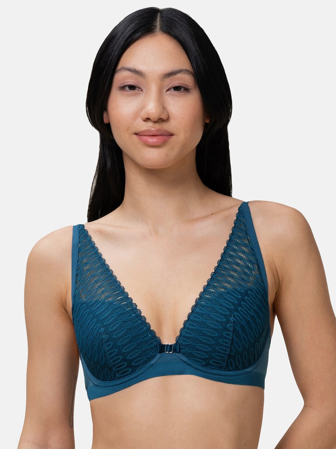 

Triumph Self Design Underwired Lightly Padded All Day Comfort Plunge Bra, Teal