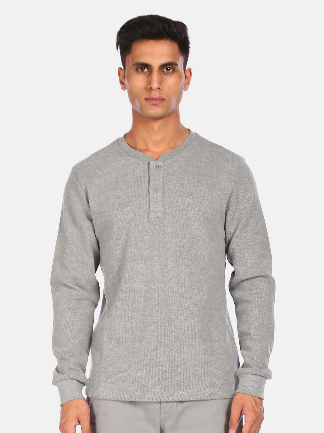 

Arrow Sport Henley Neck Pure Cotton Casual T-Shirt, Grey