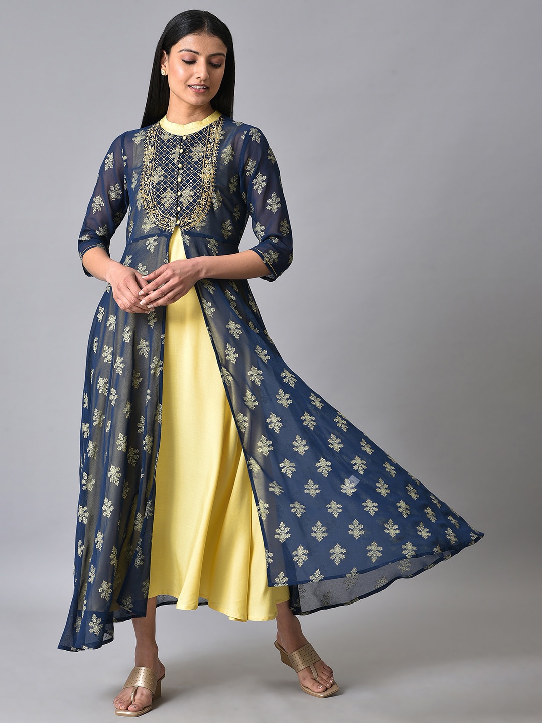 

AURELIA Ethnic Motifs Print Maxi Ethnic Dress, Blue