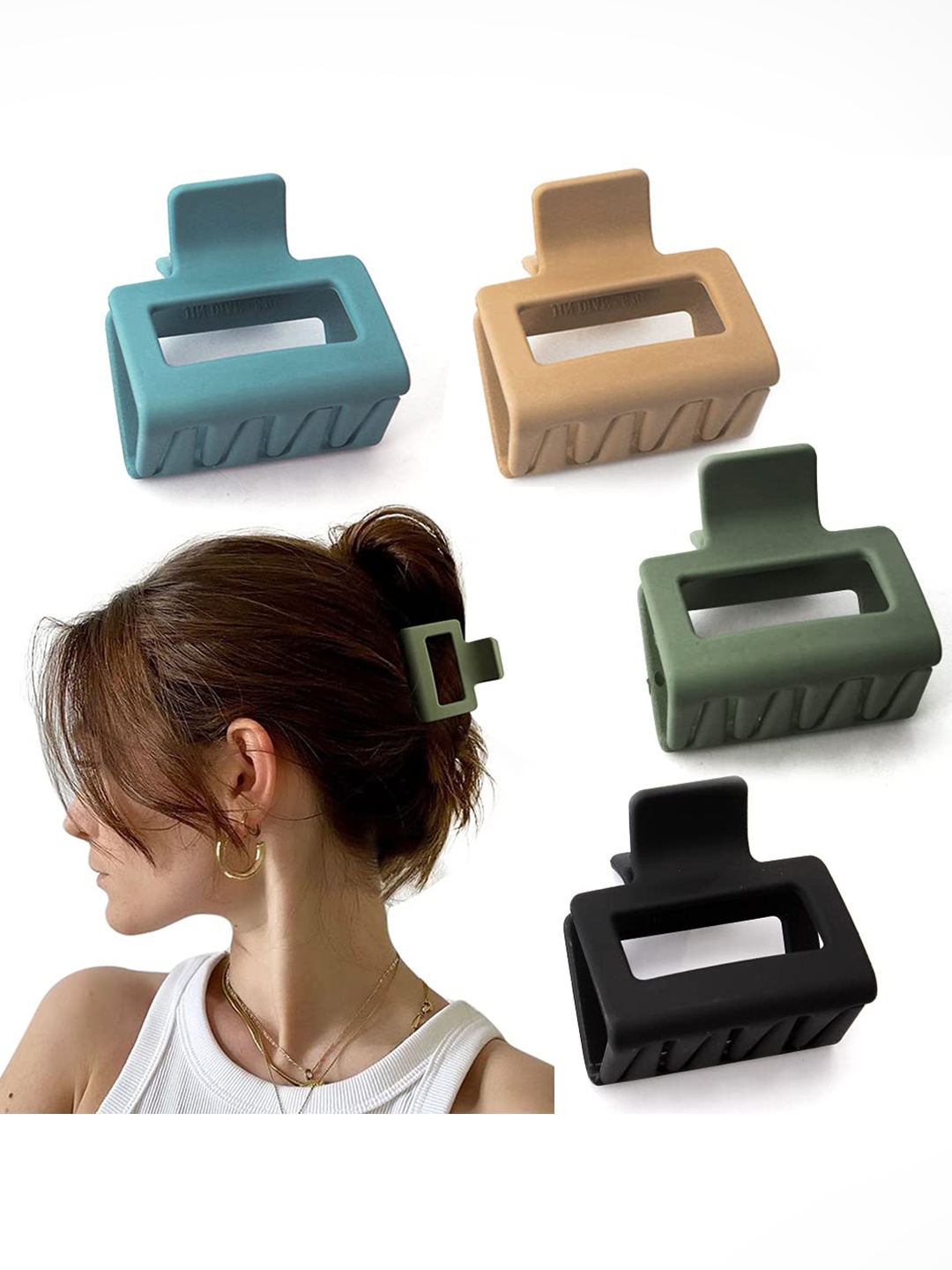

Krelin Women Set Of 4 Plastic Claw Clips, Green