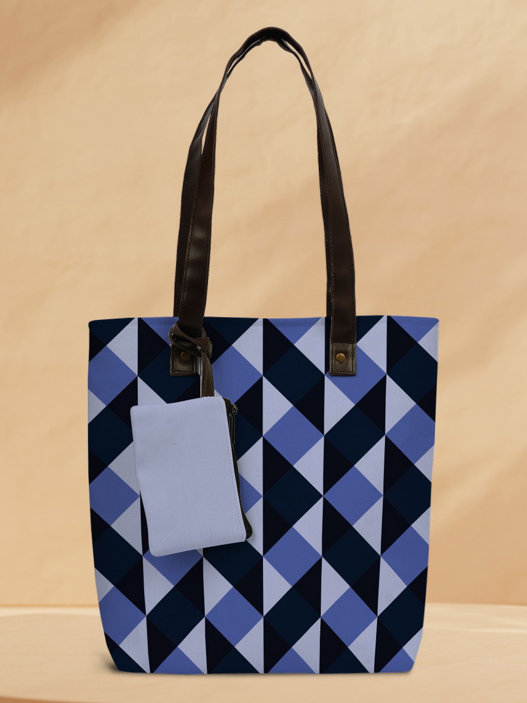 

Crazy Corner Multicoloured Printed Structured Handheld Bag with Cut Work, Navy blue