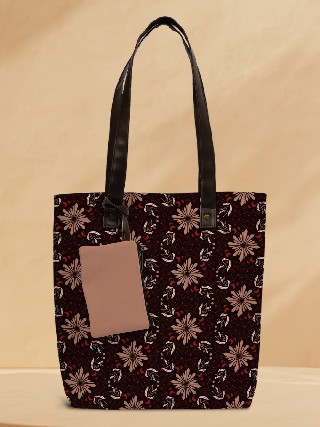 

Crazy Corner Floral Printed Oversized Shopper Tote Bag with Tasselled, Black