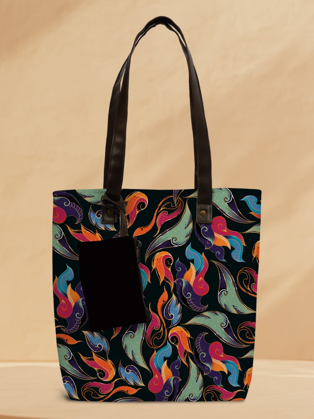

Crazy Corner Geometric Printed Structured Handheld Bag, Black