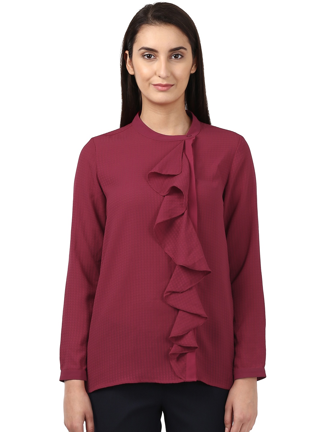 

Park Avenue Women Maroon Self-Design Top, Red