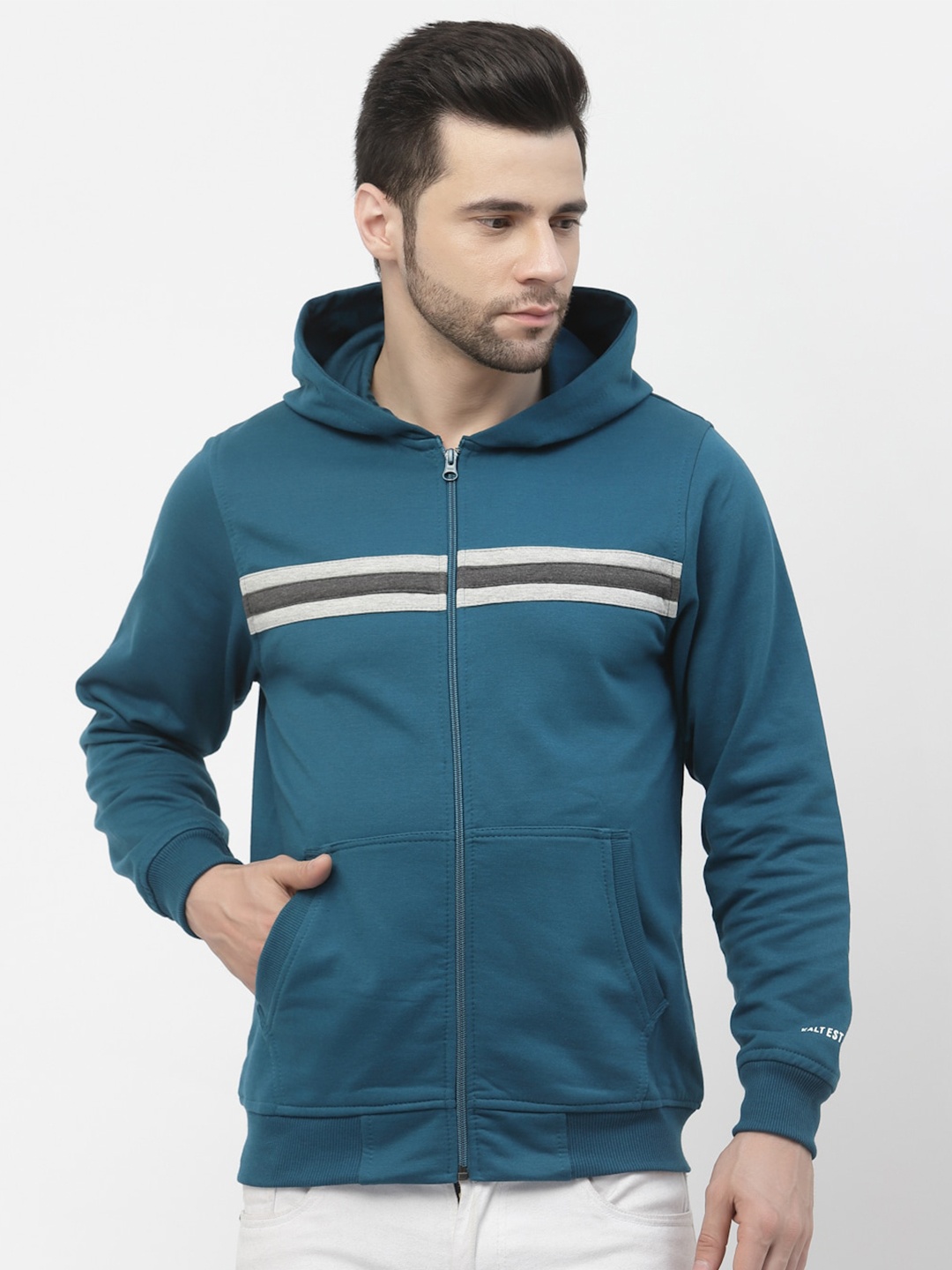 

Kalt Hooded Fleece Front-Open Sweatshirt, Teal