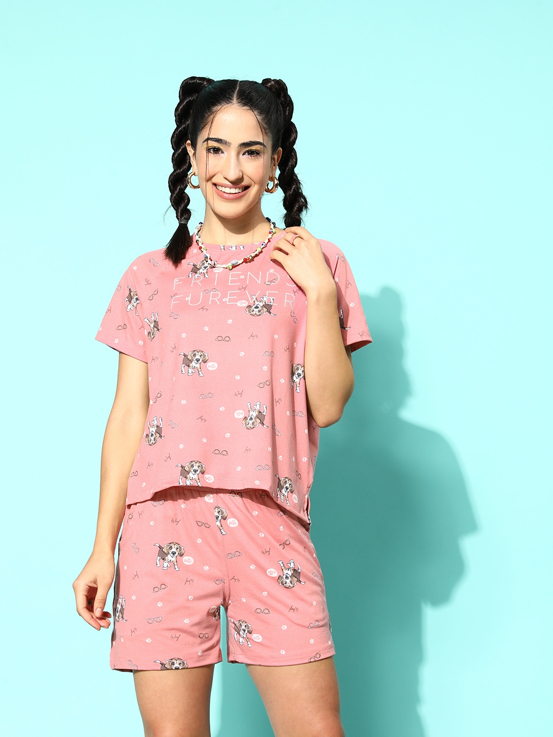 

Sweet Dreams Printed Night suit, Rose