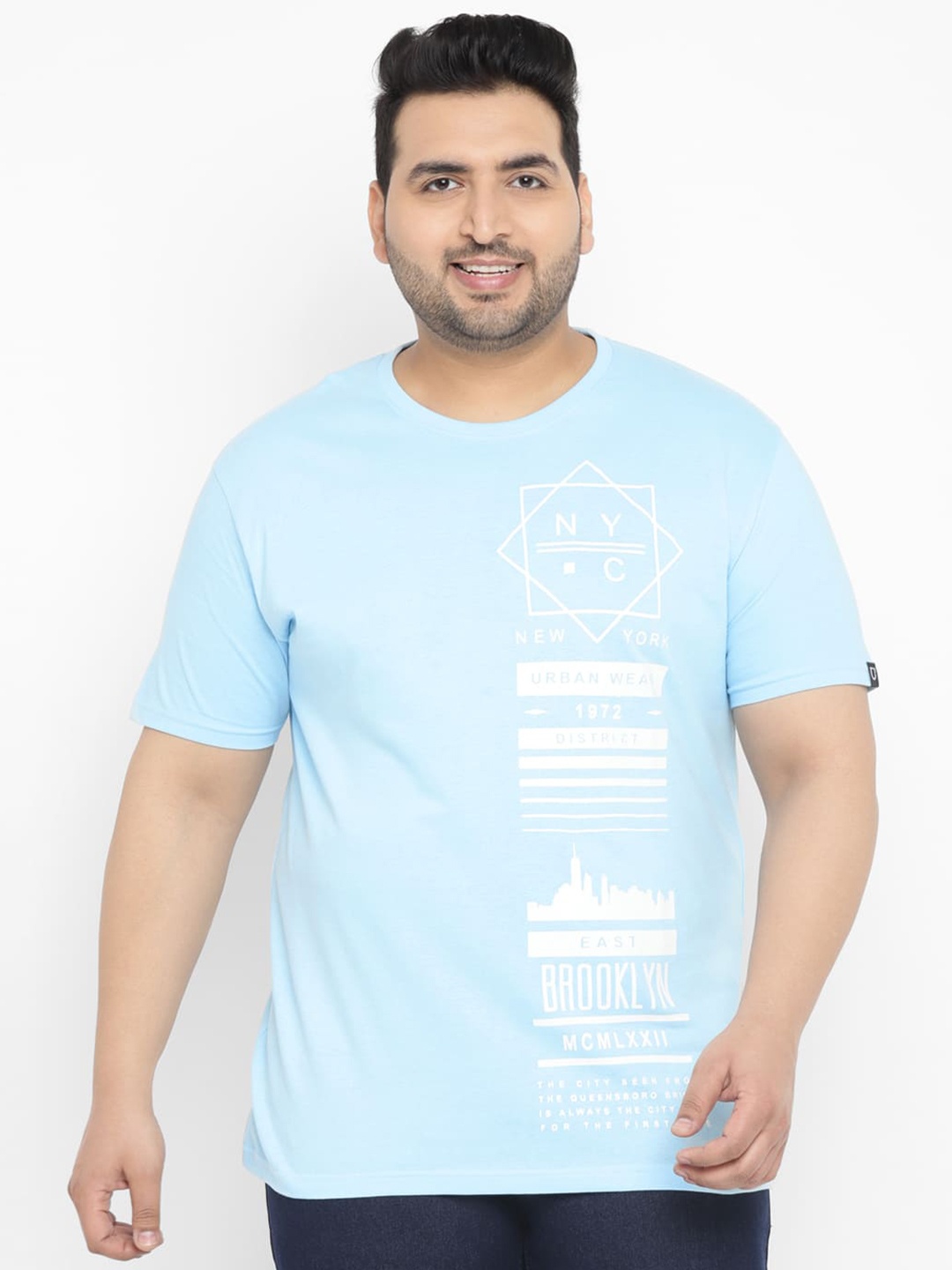 

Urbano Plus Typography Printed Cotton T-Shirt, Blue