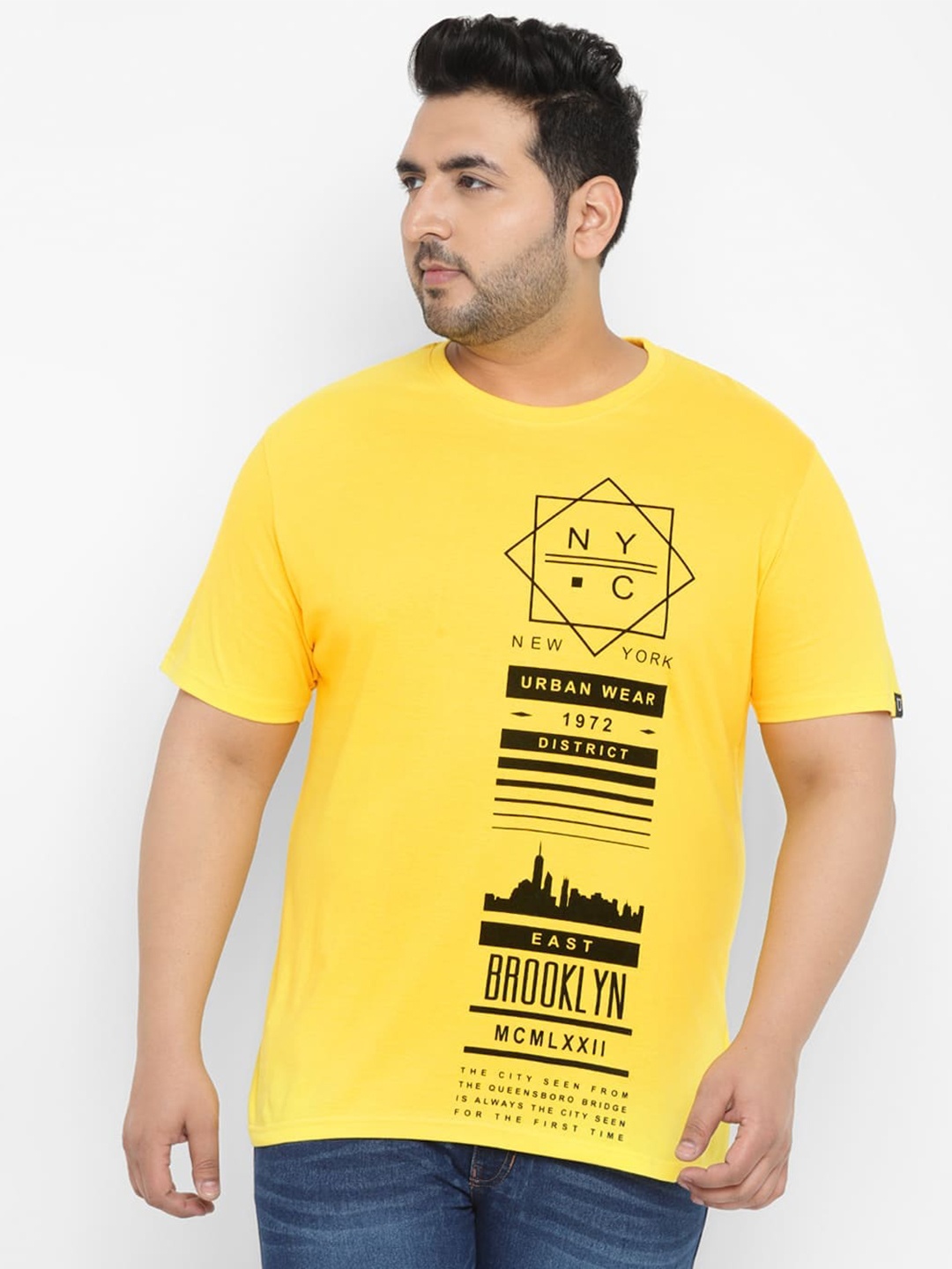 

Urbano Plus Typography Printed Cotton T-Shirt, Yellow