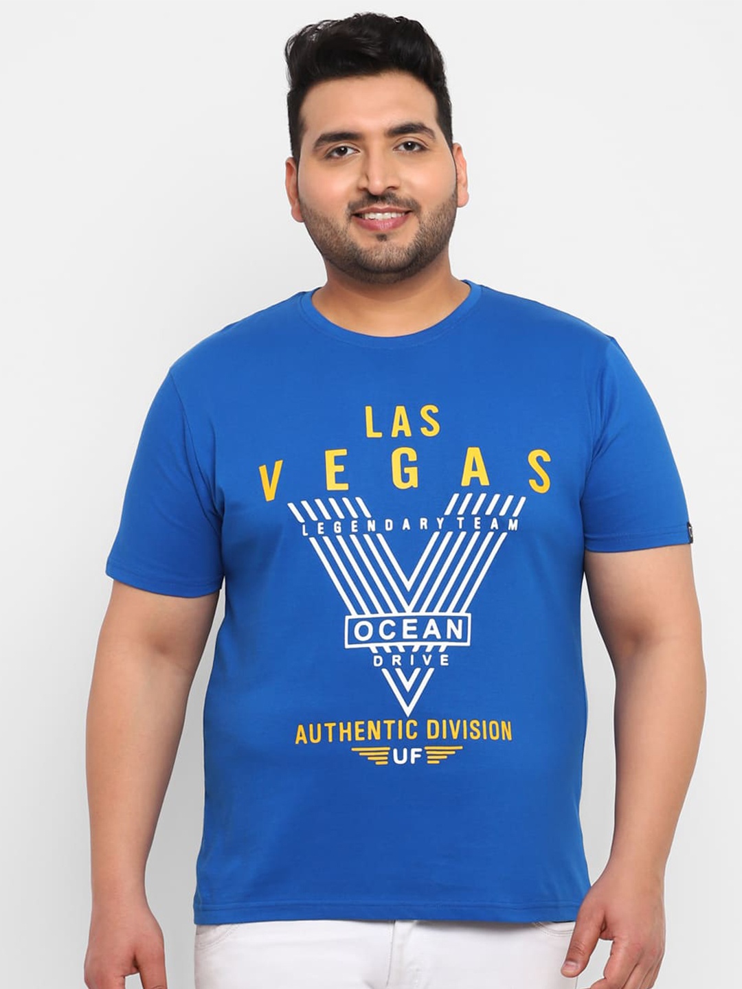 

Urbano Plus Typography Printed Cotton T-Shirt, Blue