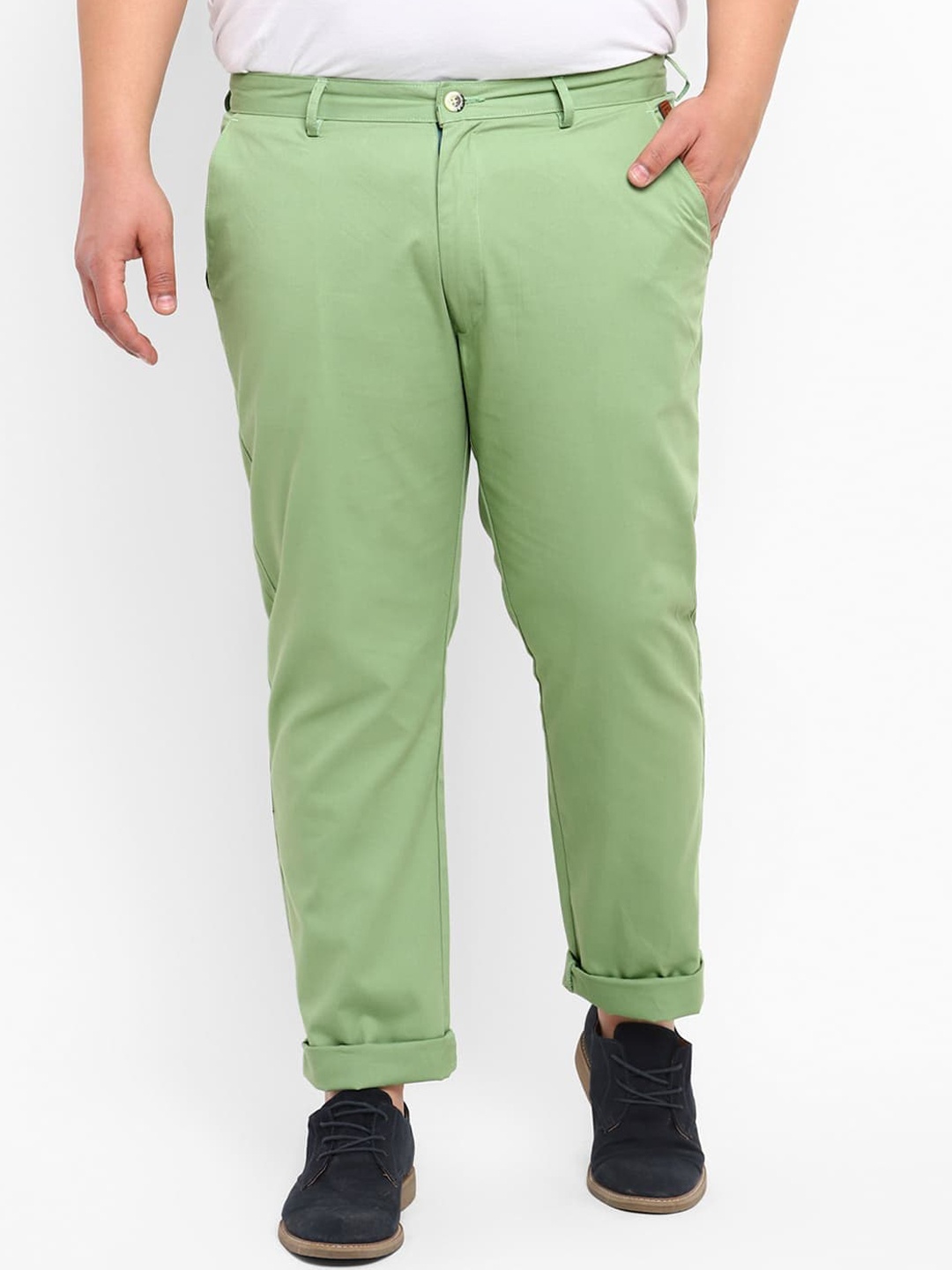 

Urbano Plus Men Regular Fit Mid-Rise Pure Cotton Chinos, Green