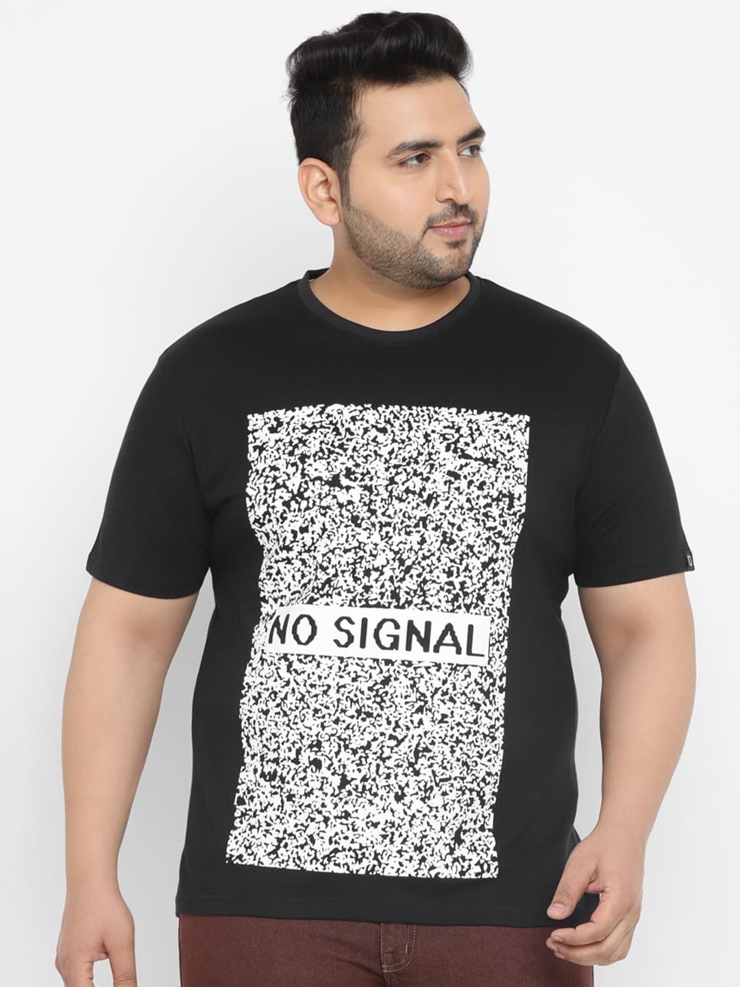 

Urbano Plus Typography Printed Cotton T-Shirt, Black