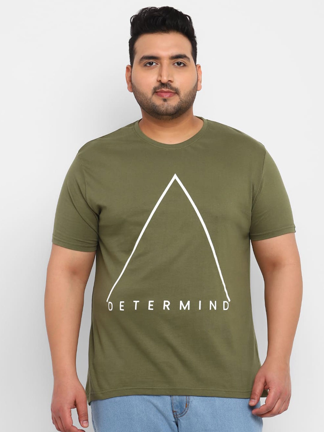 Urbano Plus Typography Printed Cotton T-Shirt, Green