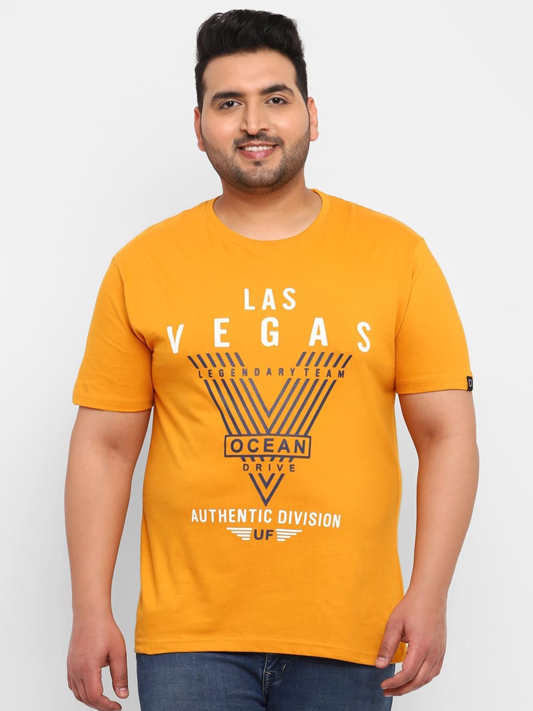 

Urbano Plus Typography Printed Cotton T-Shirt, Gold