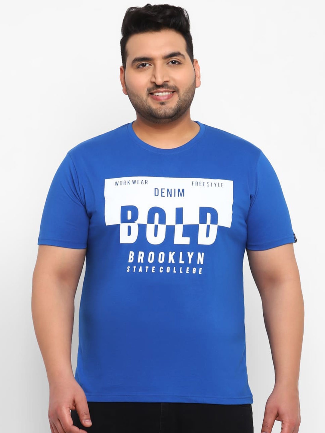 

Urbano Plus Typography Printed Cotton T-Shirt, Blue
