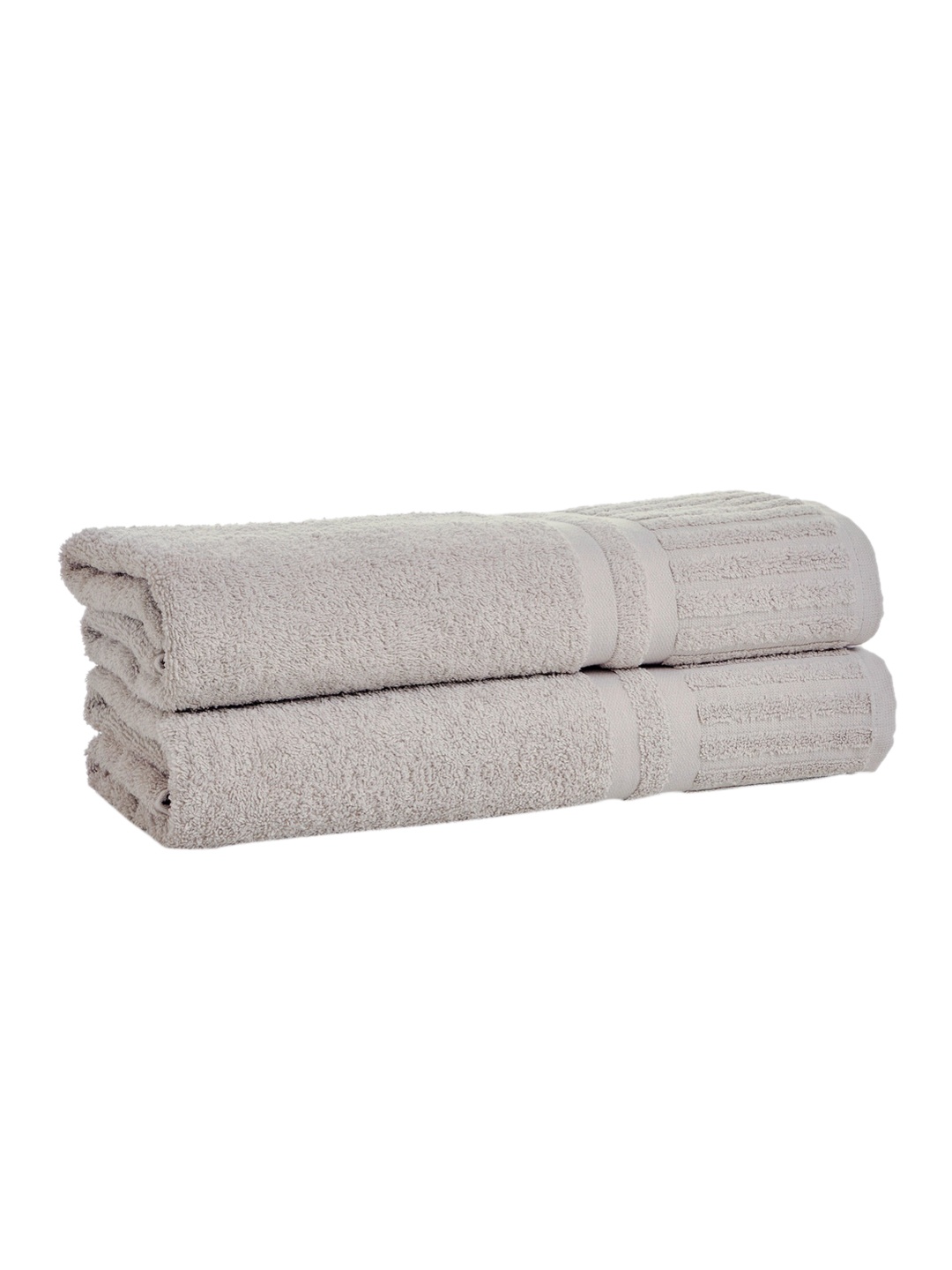 

HOUMN 2-Pcs Grey Self-Design 500 GSM Terry Cotton Bath Towels