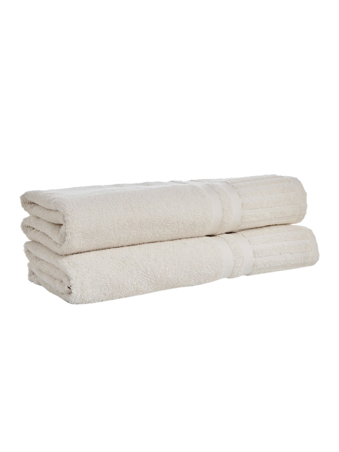 

HOUMN Scenic 2-Pcs Cream-Coloured Self-Designed 500 GSM Terry Cotton Bath Towels