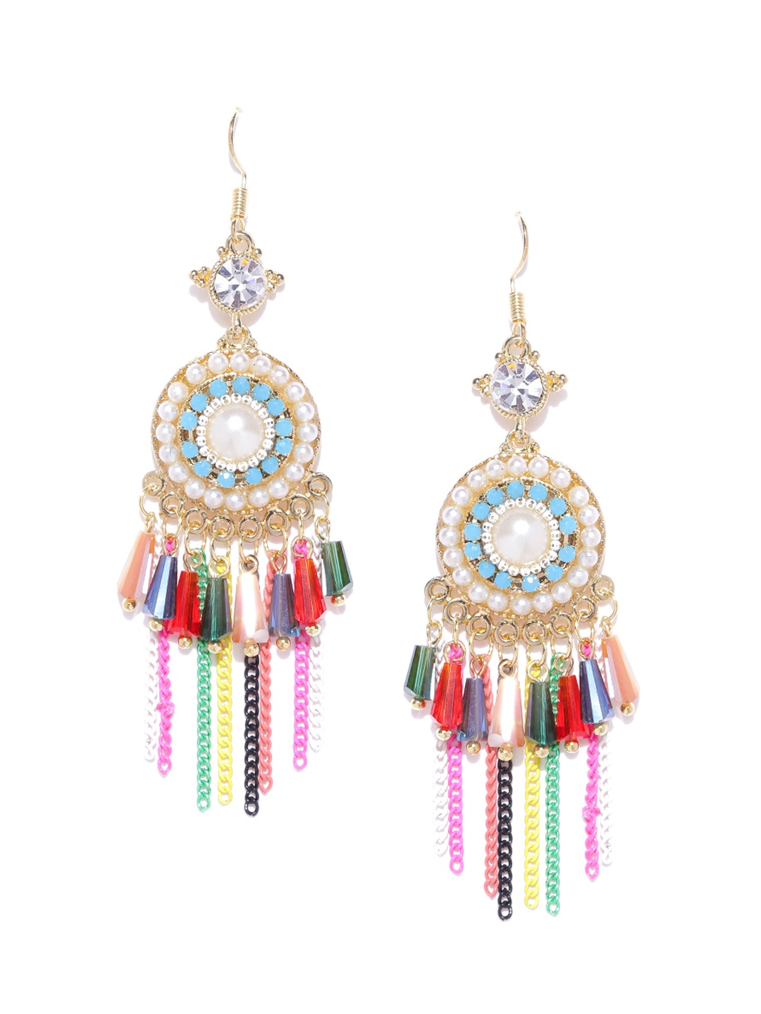 

YouBella Multicoloured Circular Drop Earrings, Multi