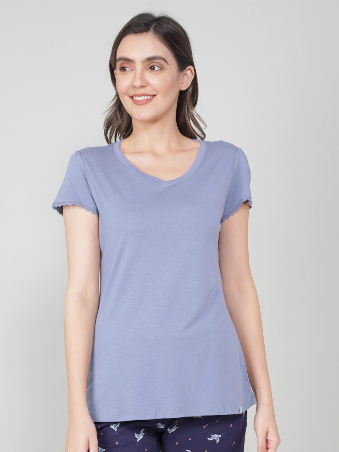 

Jockey V-Neck Cap Sleeves Modal Cotton Relaxed Fit T-shirt, Blue