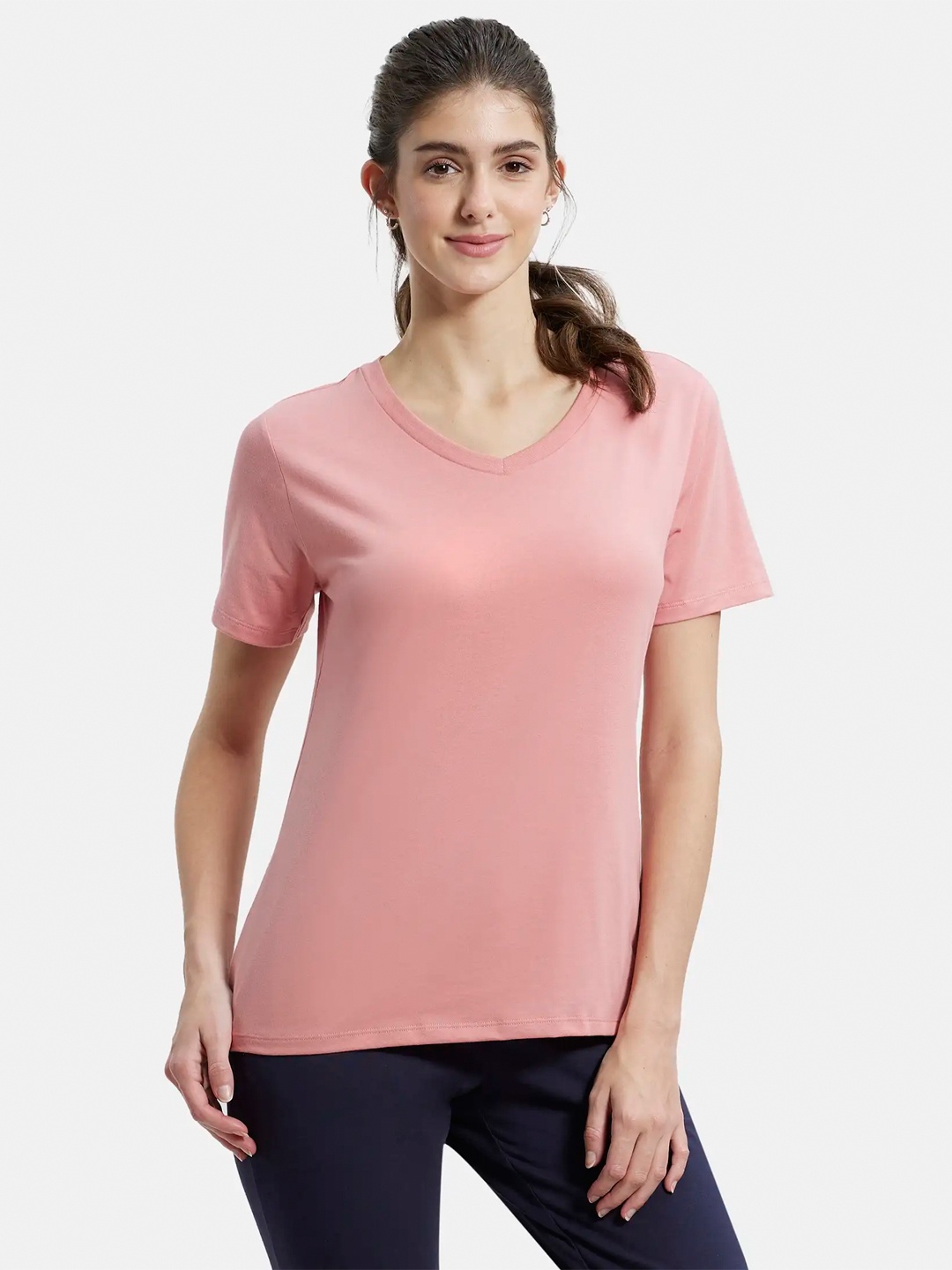 

Jockey Super Combed Cotton Rich Fabric Relaxed Fit T-shirt-AW89, Pink