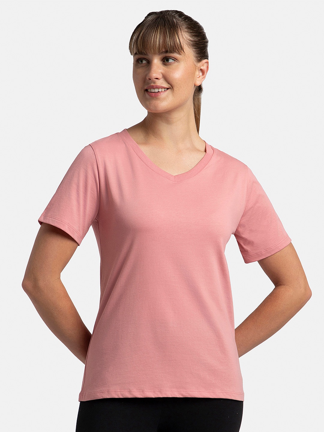 

Jockey Super Combed Cotton Rich Fabric Relaxed Fit T-shirt-AW89, Pink