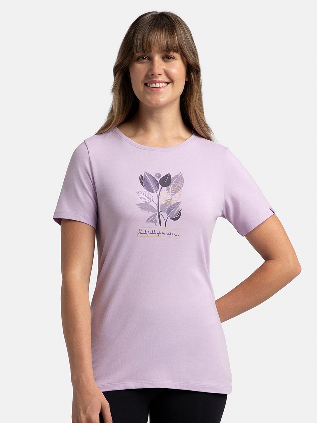 

Jockey Super Combed Cotton Graphic Printed Regular Fit T-shirt -1361, Lavender