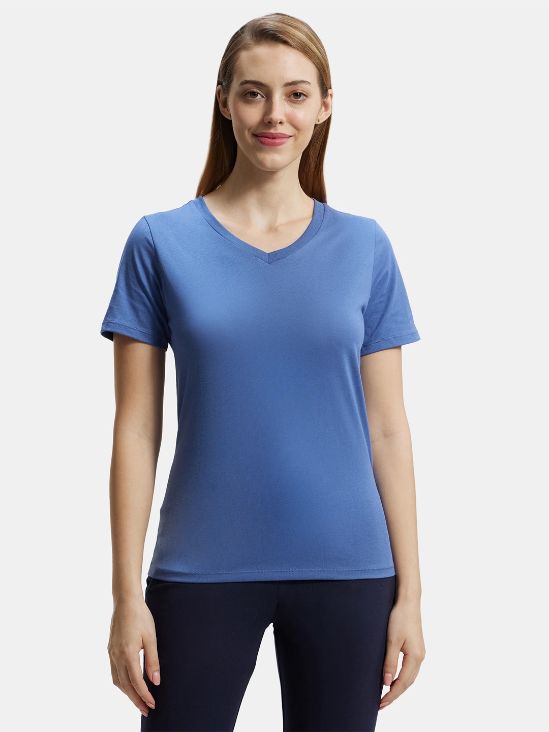 

Jockey Super Combed Cotton Rich Fabric Relaxed Fit T-shirt-AW89, Blue