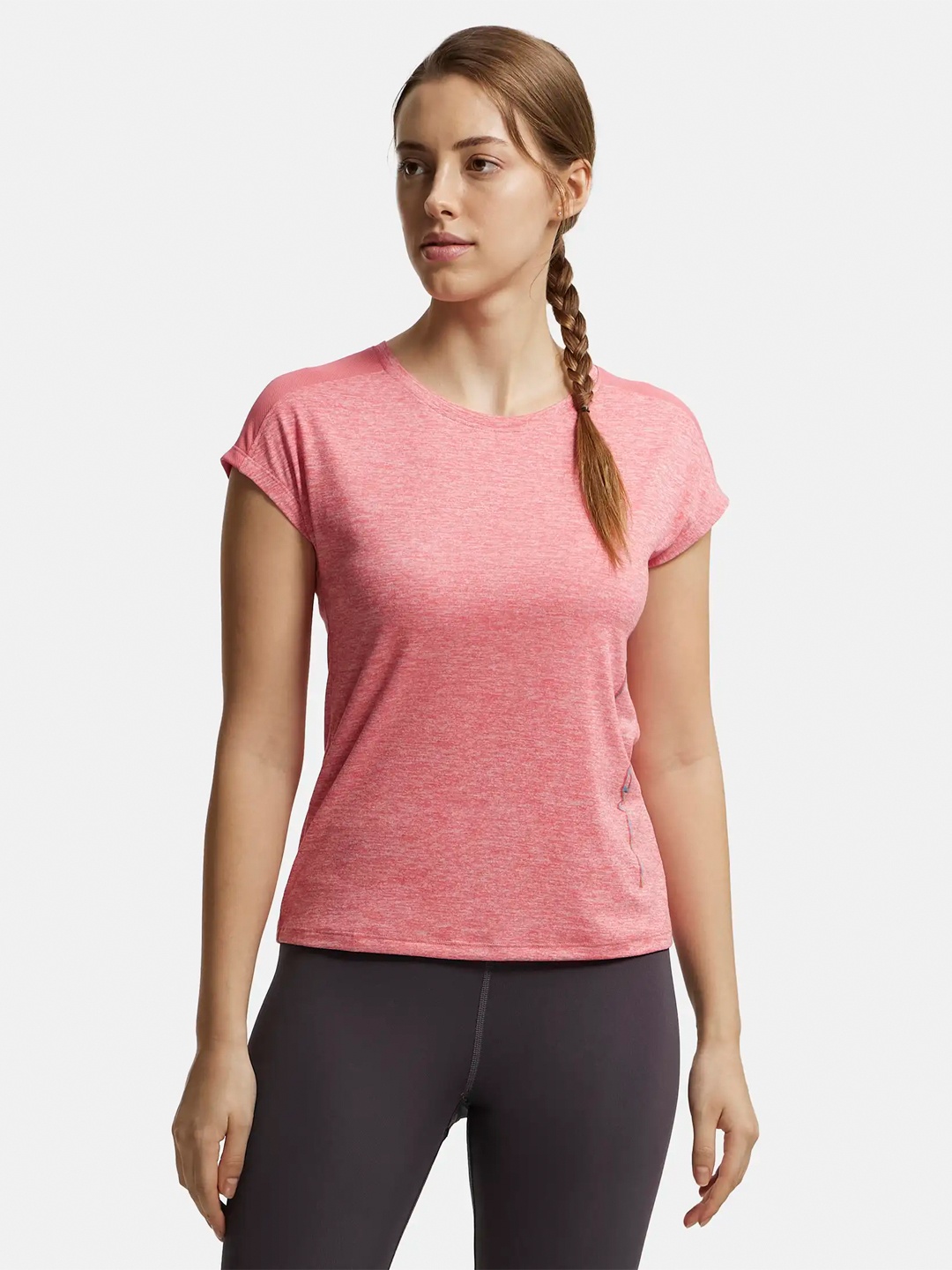 

Jockey Printed Microfiber Fabric Breathable Mesh Relaxed Fit Tshirt-MW34, Coral