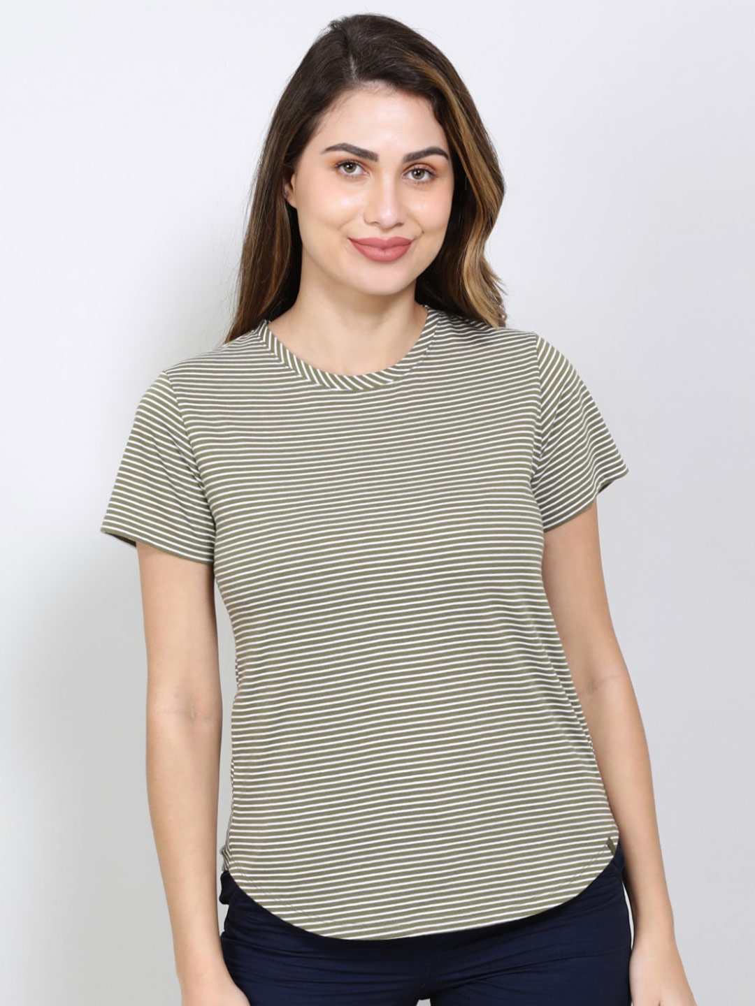 

Jockey Striped Cotton Training & Gym Relaxed Fit T-shirt, Olive
